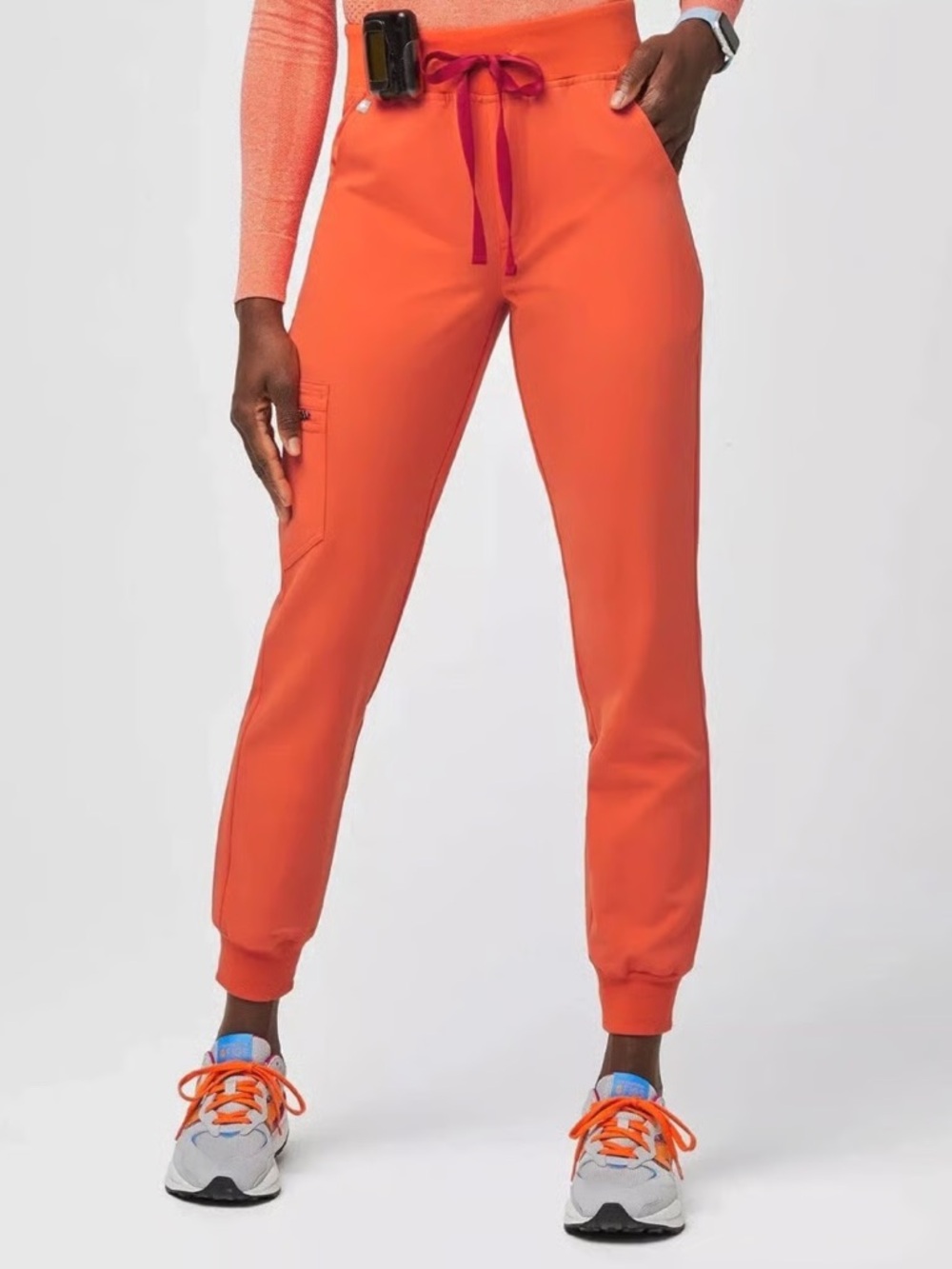FIGS Zamora Jogger Scrub Pants Orange High Rise Stretch Medical Athleisure XLP